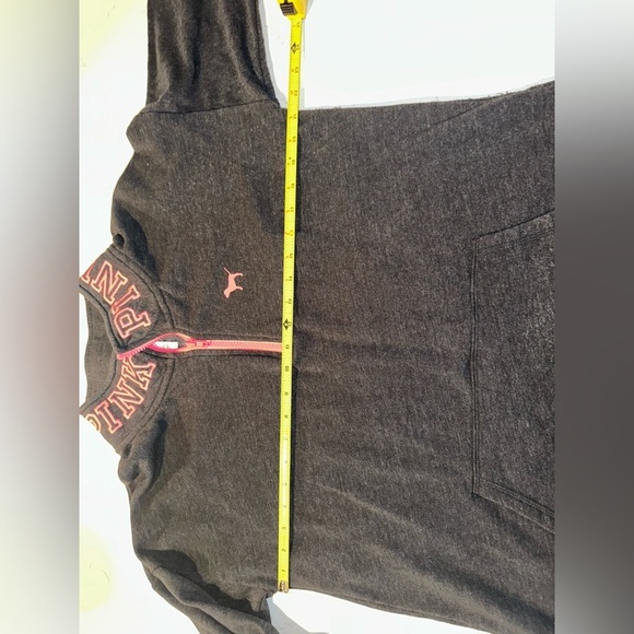 Victoria's Secret PINK Gray and Pink Logo 1/4 Zip pullover sweatshirt Large - Picture 4 of 6